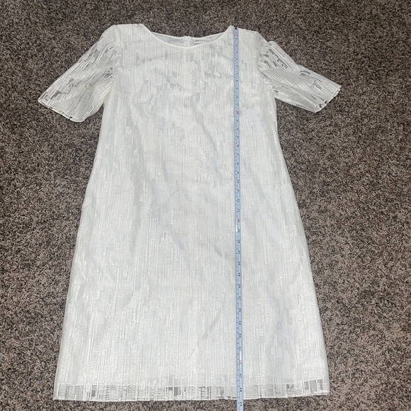 ST. EMILE WHITE SHEER OVERLAY DRESS Sz 10 Very versatile in excellent condition. - Picture 3 of 13